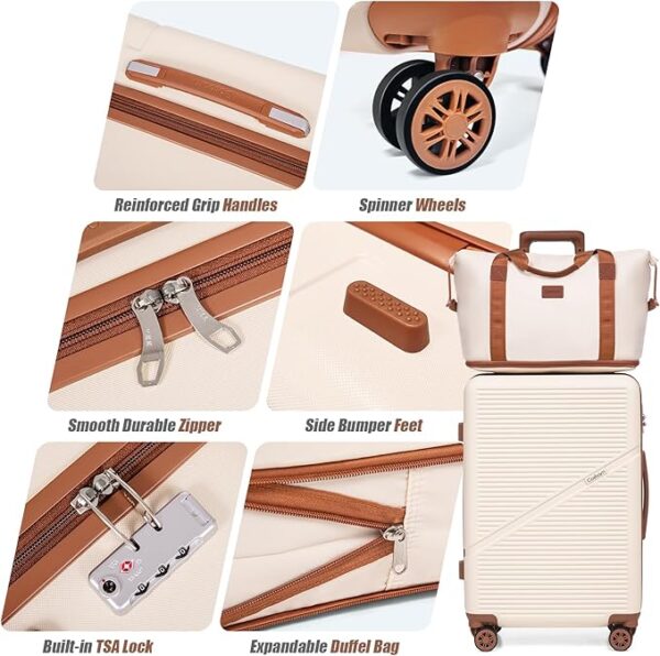 Luggage Sets 5 Piece Suitcases with Wheels, Suitcase Set ABS Hard Case Luggage with TSA Lock Spinner Wheels Durable Travel Luggage(RoseGold, 5-Piece Set(20"/24"/28")) - Image 6