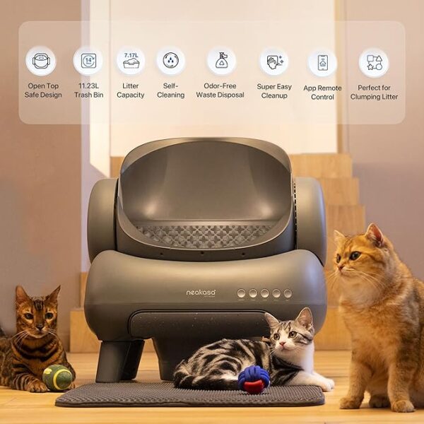 Neakasa M1 Open-Top Self Cleaning Cat Litter Box, Automatic Cat Litter Box with APP Control, Odor-Free Waste Disposal Includes Trash Bags - Image 6
