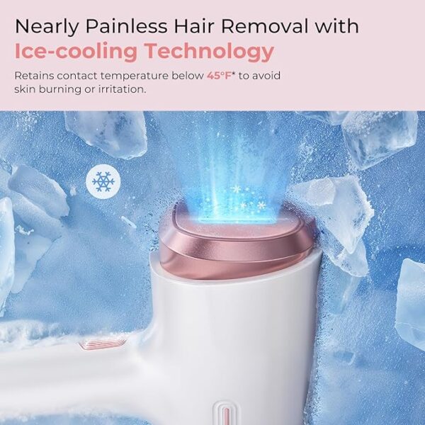 Laser Hair Removal for Women & Men, 45°F Ice-Cooling Contact, Safe & Virtually Painless Alternative to Salon IPL Hair Removal Device, Long-Lasting Hair Removal from Home, with Razor & Glasses - Image 2