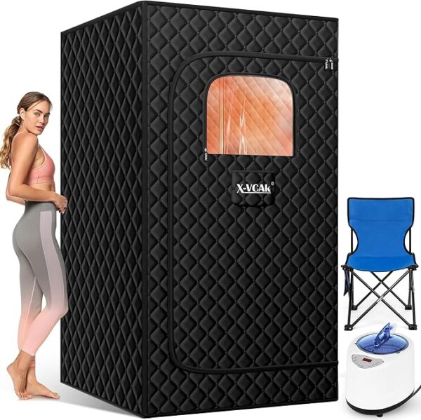 Sauna Box, Portable Steam Sauna, Portable Sauna for Home, Sauna Tent with Steamer, 9 Levels, 2.6’ x 2.6’ x 5.9’