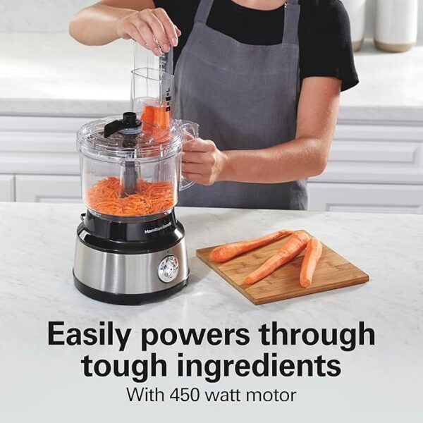 Hamilton Beach Food Processor & Vegetable Chopper for Slicing, Shredding, Mincing, and Puree, 10 Cups + Easy Clean Bowl Scraper, Black and Stainless Steel (70730) - Image 2