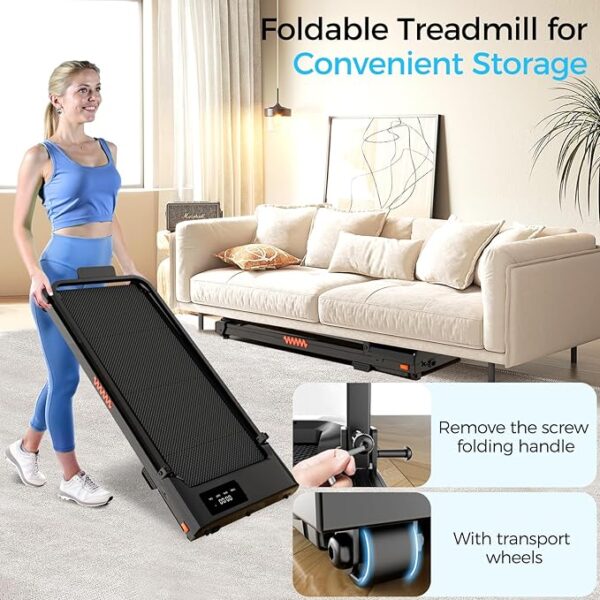 Walking Pad, 3.0HP Walking Pad Treadmill with Handle Bar, 3 in 1 Portable Under Desk Treadmills for Home,Foldable Treadmill for Small Space,Compact Home Treadmills with Remote Control,300LBS Capacity - Image 7
