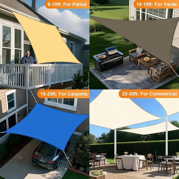 Artpuch Sun Shade Sail, 14'x14'x14' Light Grey Triangle, Curved Edged Commercial Grade 185GSM Permeable Outdoor Shade Cloth for Deck, Backyard, Patio (Custom Sizes Made) - Image 6