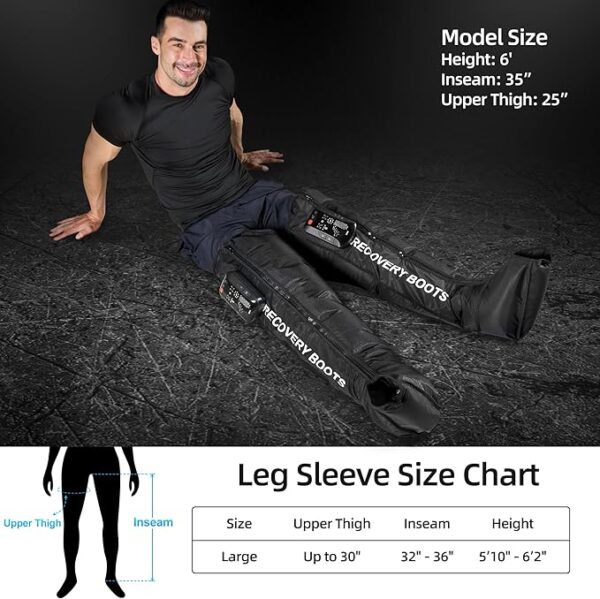 Leg Compression Massager with Heat, Cordless Recovery System for Improved Circulation and Fast Recovery, Professional Foot and Leg Massage Boots with 5 Massage Areaes, 8 Intensities(Two Legs)-Large - Image 6