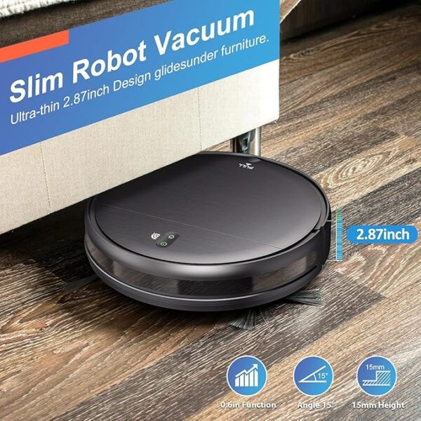 MAMNV Robot Vacuum and Mop Combo, WiFi/App, Robotic Vacuum Cleaner with Schedule, 2 in 1 Mopping Robot Vacuum with Watertank and Dustbin, Self-Charging, Slim, Ideal for Hard Floor, Pet Hair, Carpet - Image 2