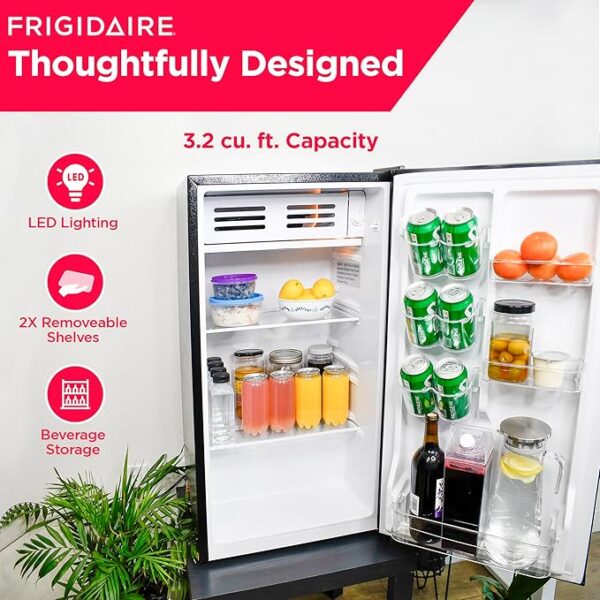 Frigidaire EFR331 Single Door Compact Refrigerator - Adjustable Thermostat Control - Reversible Doors - Front Blackboard, Write and Erase - Ideal for Dorm, Office, RV, Room - Black, 3.2 Cubic Feet - Image 4