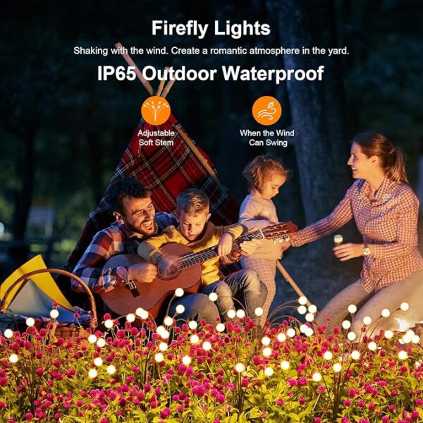 ASMAD Solar Garden Lights (4-Pack, 32 LEDs), Solar Lights Outdoor, Outdoor Decorations Lights, Firefly Lights for Patio Decor, Big Bulb Swaying Lights, Unique Gifts for Women, Gifts for Grandma - Image 5