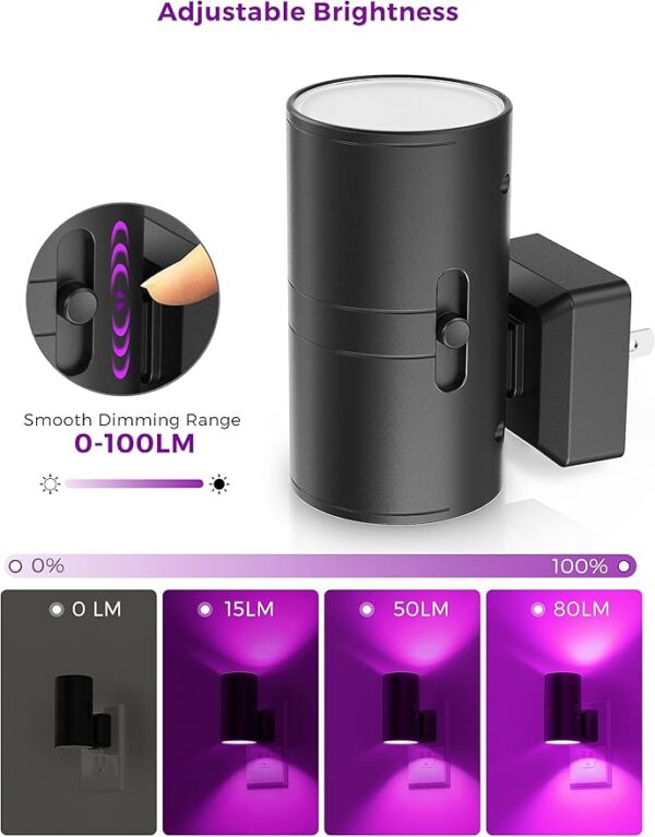 L LOHAS LED [2 Pack] Halloween Purple Night Light, Light Plug in with Sensor, Adjustable Brightness, Dimmable Lights Decorative for Christmas, Holiday, Home Decor, Party Bathroom - Image 6
