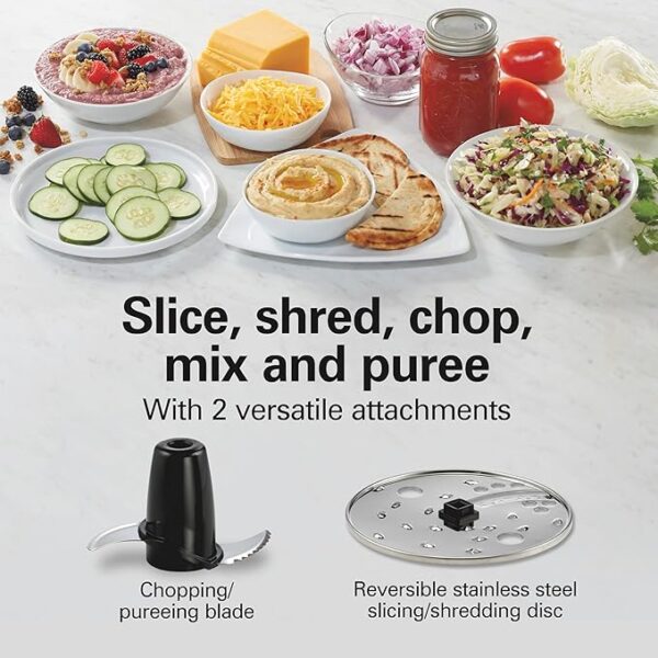 Hamilton Beach Food Processor & Vegetable Chopper for Slicing, Shredding, Mincing, and Puree, 10 Cups + Easy Clean Bowl Scraper, Black and Stainless Steel (70730) - Image 4