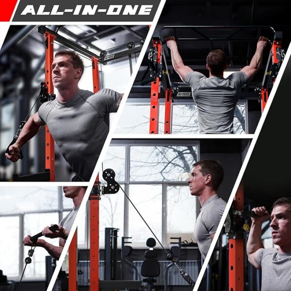 RitFit Multi-Function Squat Rack Power Cage PPC03 with Cable Crossover System, 1000LBS Capacity Power Rack and Packages with Optional Weight Bench, Barbell Weight Set, for Garage Workout & Home Gym - Image 2