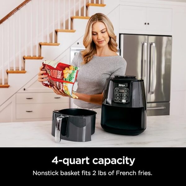 Ninja Air Fryer, Roast, Bake, Air Fry, Roast, Broil, Reheats, & Dehydrates, 4-in-1, Fries, Frozen Food, Veggies, and Juicy Meat, Less Oil, Easy Meals, Healthy Meals, Compact, 4 QT, Grey, AF101 - Image 6