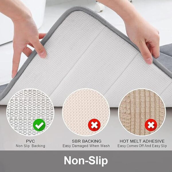 Buganda Memory Foam Bath Mat, 44" x 24", Ultra Soft and Non-Slip Bathroom Rugs, Water Absorbent and Machine Washable Bath Rug Runner for Bathroom, Shower, and Tub, Medium Grey - Image 6