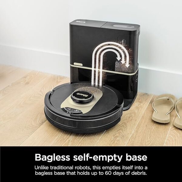 Shark AV2501AE AI Robot Vacuum with XL HEPA Self-Empty Base, Bagless, 60-Day Capacity, LIDAR Navigation, Perfect for Pet Hair, Compatible with Alexa, Wi-Fi Connected, Carpet & Hard Floor, Black - Image 6