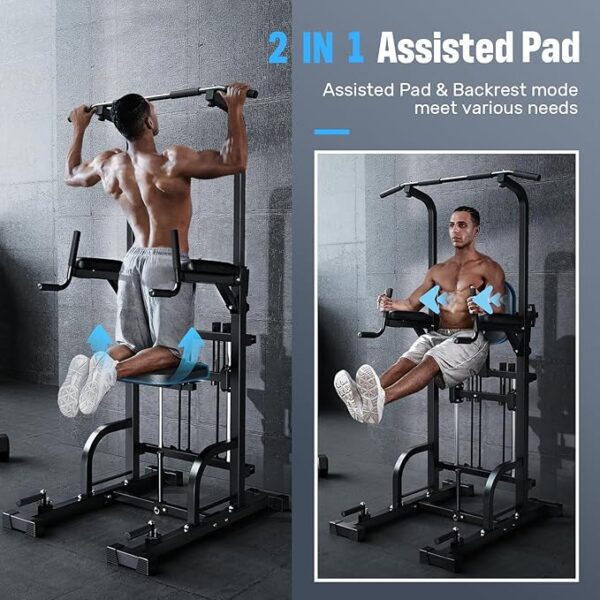 Sportsroyals Power Tower Pull Up Dip Station Assistive Trainer Multi-Function Home Gym Strength Training Fitness Equipment 440LBS - Image 2