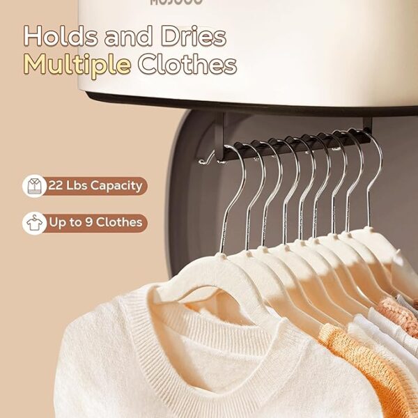 Mojoco Portable Clothes Dryer - Portable Dryer for Apartment, RV, Travel - Premium Mini Dryer Machine for Light Clothes, Underwear, Baby Clothes - Quick and Easy to Use Small/Compact Dryer Machine - Image 3