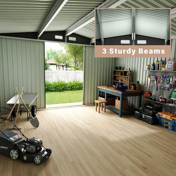 10x12 FT Metal Storage Sheds Outdoor, Metal Tool Shed with Lockable Door, Metal Yard Sheds Metal Garden Shed Kit, Metal Utility Sheds Buildings with Air Vent for Backyard Garden Patio Lawn - Image 3