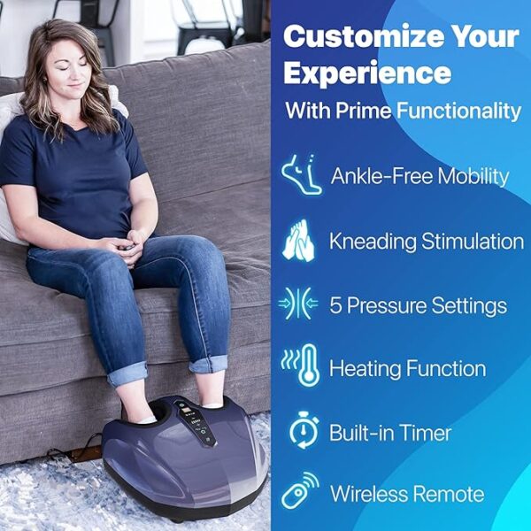 MIKO Foot Massager Machine with Deep-Kneading, Compression, Shiatsu, and Heat for Plantar Fasciitis, Neuropathy, FSA/HSA Eligible - Fits up to Men Size 12 - Image 4