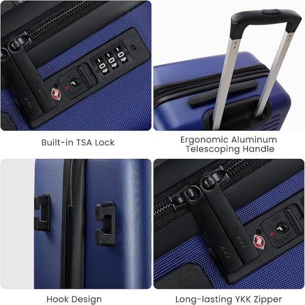 Luggage Sets 3 Piece with Spinner Wheel, Hardside Suitcase Set with TSA Lock, Expandable Travel Luggage for Men and Women, Blue - Image 5