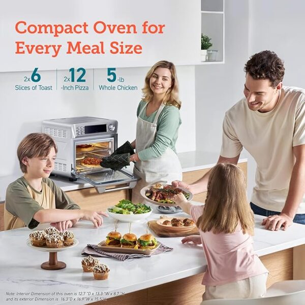 COSORI Smart 12-in-1 Air Fryer Toaster Oven Combo, Airfryer Convection Oven Countertop, Bake, Roast, Reheat, Broiler, Dehydrate, 75 Recipes & 3 Accessories, 26QT, Silver-Stainless Steel - Image 4