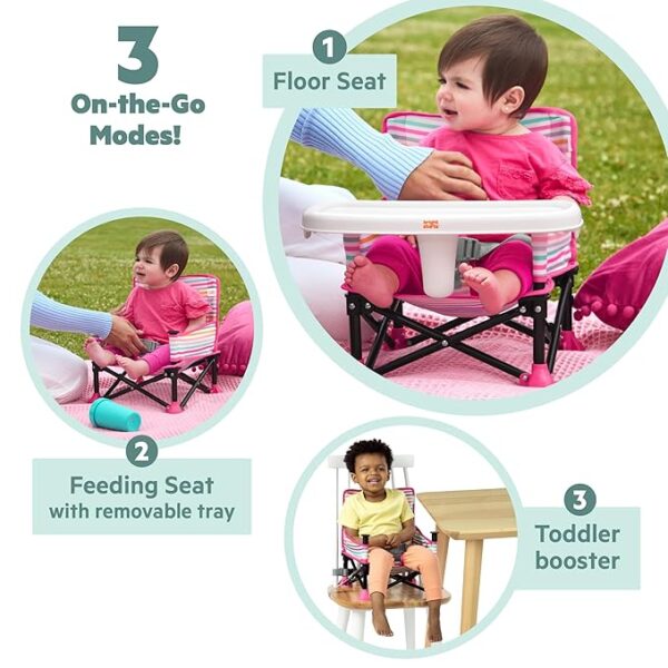 Bright Starts Disney Minnie Mouse Pop 'N Sit Portable Booster, Indoor/Outdoor Use, Floor Seat with Feeding Tray, 6 Mos - 3 Yrs - Image 5