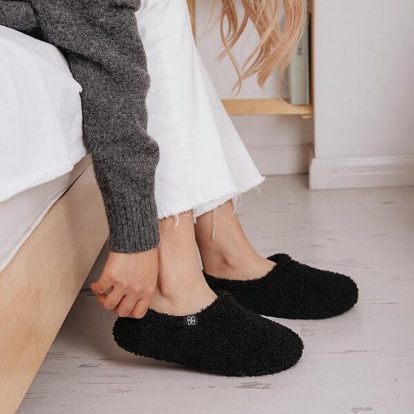 HomeTop Women's Fuzzy Curly Fur Memory Foam Loafer Slippers with Polar Fleece Lining - Image 5