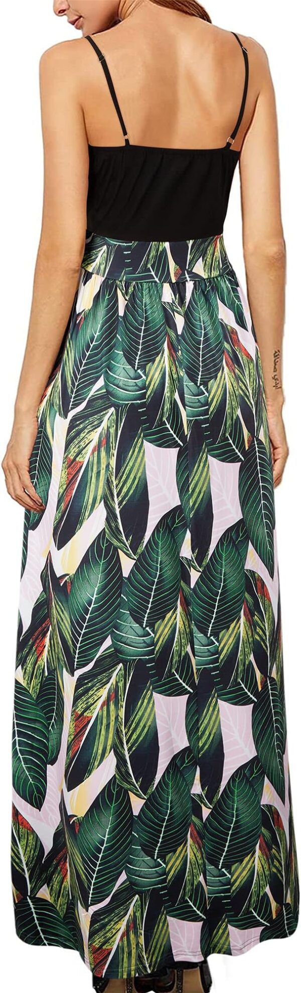 Newshows Women Summer 2025 Maxi Dress Vacation Floral Spaghetti Strap Spring Casual Boho Split Beach Long Flowy Sundress - Image 5