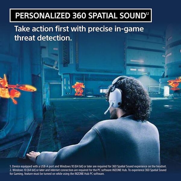 Sony INZONE H9 Gaming Headset, Wireless Noise Canceling Bluetooth Headset with Microphone, 360 Spatial Sound, for PC and PS5 (WH-G900N), Black - Image 4