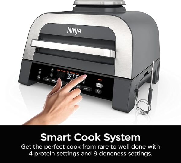 Ninja DG551 Foodi Smart XL 6-in-1 Indoor Grill with Air Fry, Roast, Bake, Broil, & Dehydrate, Foodi Smart Thermometer, 2nd Generation, Black/Silver - Image 4