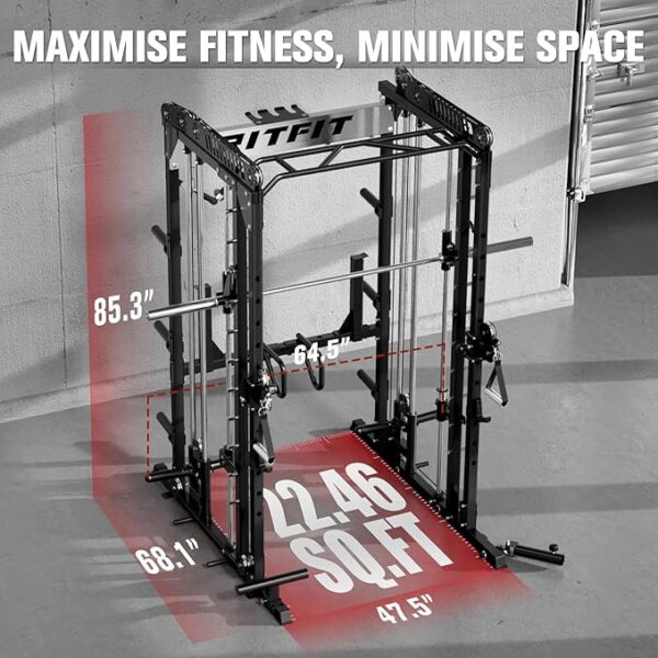 RitFit M1 & M1 Pro Smith Machine Weight Stack Set with Cable Crossover System, Multi-Function Squat Rack Power Cage for Home Gym, Power Rack and Packages - Image 3