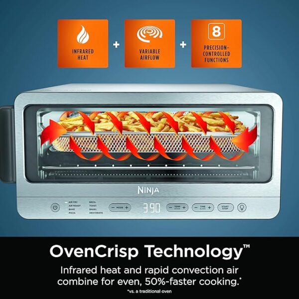 Ninja Flip Toaster Oven&Air Fryer, 8-in-1 Functionality, Flip Up&Away Capability for Storage Space, LargeCapacity, Air Fry Basket, SheetPan, Wire Rack&Removable Crumb Tray, Stainless,1800 watts, SP151 - Image 3