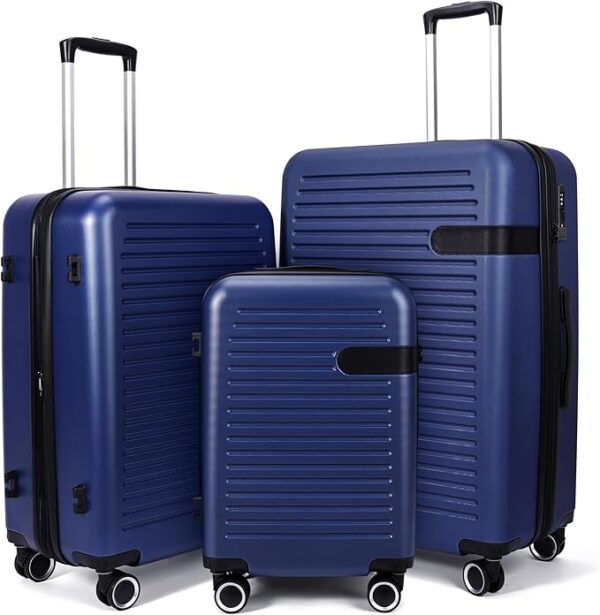 Luggage Sets 3 Piece with Spinner Wheel, Hardside Suitcase Set with TSA Lock, Expandable Travel Luggage for Men and Women, Blue