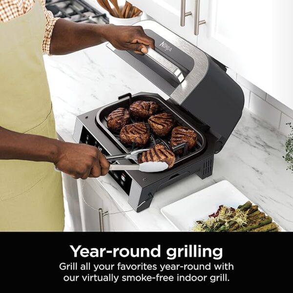Ninja DG551 Foodi Smart XL 6-in-1 Indoor Grill with Air Fry, Roast, Bake, Broil, & Dehydrate, Foodi Smart Thermometer, 2nd Generation, Black/Silver - Image 5
