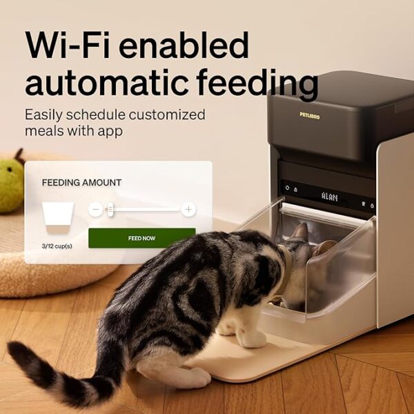 PETLIBRO Upgraded RFID Automatic Cat Feeder, 5G Wi-Fi Automatic Pet Feeder, 3L Auto Cat Feeder App Control with Light Collar Tag, Tag Activated One Automatic Cat Food Dispenser 1-10 Meals Control - Image 2