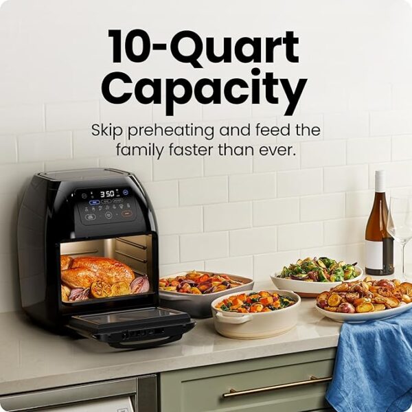 CHEFMAN Multifunctional Digital Air Fryer+ Rotisserie, Dehydrator, Convection Oven, 17 Touch Screen Presets Fry, Roast, Dehydrate, Bake, XL 10L Family Size, Auto Shutoff, Large Easy-View Window, Black - Image 3