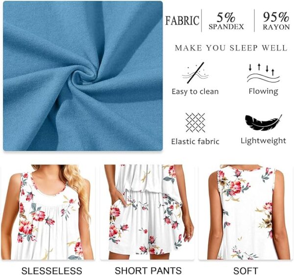 TAOHUADAO 2 Piece Women's Sleeveless Pajama Sets, Lounge Sleepwear Ladies Pjs Sets with Pockets - Image 3