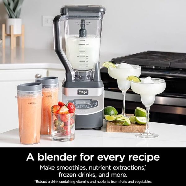 Ninja BL660 Professional Compact Smoothie & Food Processing Blender, 1100-Watts, 3 Functions -for Frozen Drinks, Smoothies, Sauces, & More, 72-oz.* Pitcher, (2) 16-oz. To-Go Cups & Spout Lids, Gray - Image 6