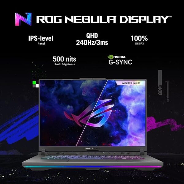 ASUS ROG Strix G16 (2024) Gaming Laptop, 16” ROG Nebula Display 16:10 QHD 240Hz, NVIDIA® GeForce RTX™ 4070, Intel® Core™ i9-14900HX, 16GB DDR5-5600, 1TB PCIe Gen4 SSD, Wi-Fi 6E, Win 11, G614JIR-AS94 - Image 3