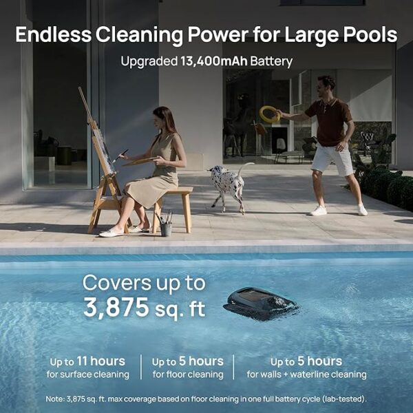 Beatbot AquaSense 2 Pro Pool Vacuum Robot, Unmatched 5-in-1 Cleaning, Skims Water Surface with Remote Navigation, Surface Parking, Clarifies Water, for Pools up to 3,875 Sq.ft – Dark Green - Image 5
