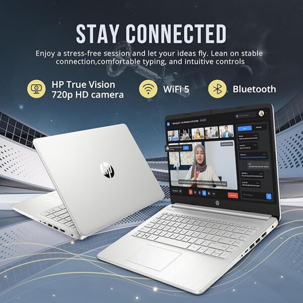 HP Stream 14" HD BrightView Laptop, Intel Celeron N4120, 16GB RAM, 288GB Storage (128GB eMMC + 160GB Docking Station Set), Intel UHD Graphics, 720p Webcam, Wi-Fi, 1 Year Office 365, Win 11 S, Silver - Image 3