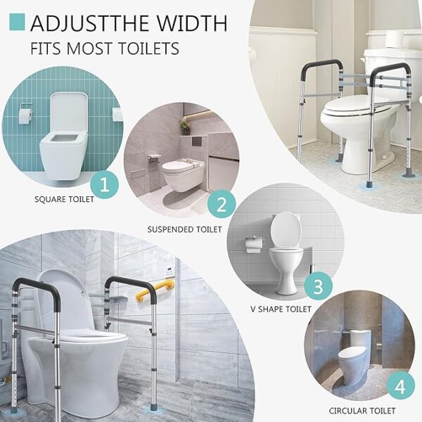 FSA/HSA Eligible Toilet Safety Rails, Adjustable Toilet Frame for Elderly, Seniors, Handicap & Disabled, Foldable Handicap Toilet Handles Fit Any Toilets (300 LB) - Image 3