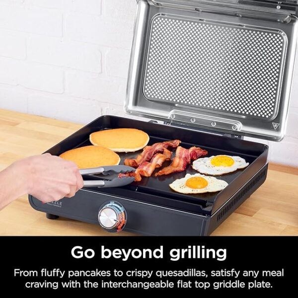 Ninja Griddle and Indoor Grill, 14’’, Electric Grill, For Steak, Burgers, Salmon, Veggies, and More, Pancake Griddle, Nonstick, Dishwasher Safe, 500F, Even Cooking, Silver, GR101 - Image 6