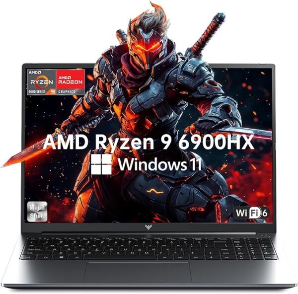 Gaming Laptop, Laptop with AMD Ryzen 9 6900HX (8C/16T, Up to 4.9GHz), 16GB DDR5 512GB NVMe SSD Laptop Computer, 16-inch FHD Display, WiFi 6, 53Wh Battery, Backlit KB
