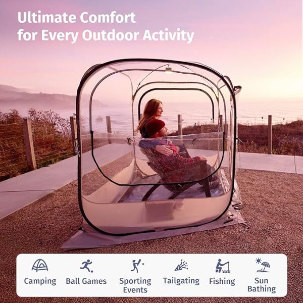 EAST OAK Weather Pod for Sport Events, Fishing & Outdoors | Pop Up Bubble Tent Instant Sun & Rain Shelter | No Condensation, Spacious Interior, Ultra Visibility | All Weather Protection | 2-3 Persons - Image 4