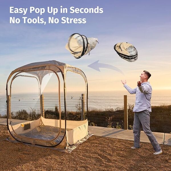 EAST OAK Weather Pod for Sport Events, Fishing & Outdoors | Pop Up Bubble Tent Instant Sun & Rain Shelter | No Condensation, Spacious Interior, Ultra Visibility | All Weather Protection | 2-3 Persons - Image 3