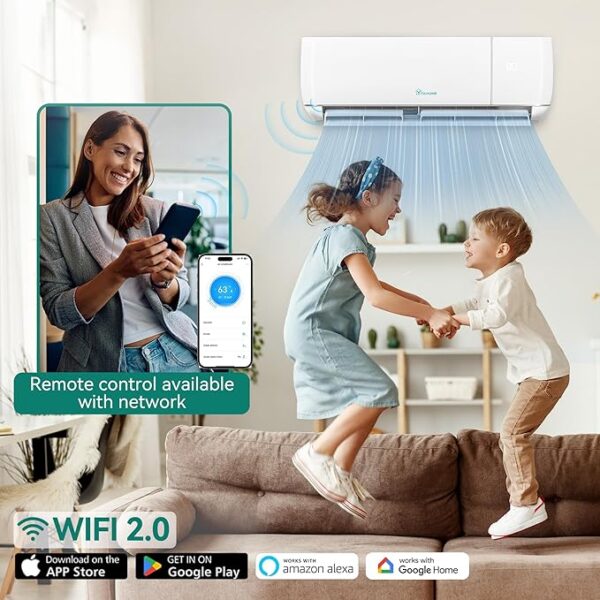 YITAHOME 12000 BTU Mini Split Air Conditioner Heat Pump System, Wifi Enabled 20 SEER2 115V Ductless AC Cool Up to 750 Sq. Ft, Compatible with Alexa, Complete Installation Kit, White - Image 4