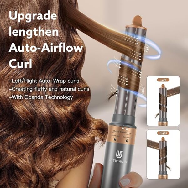 Hair Dryer Brush, webeauty 5 in 1 One Step Professional Hot Air Brush Set for Fast Drying, Curling Drying, Straightening Combing, Hair Styler [Ceramic Coating] [Negative Ion] 110000 RPM (Gold) - Image 4