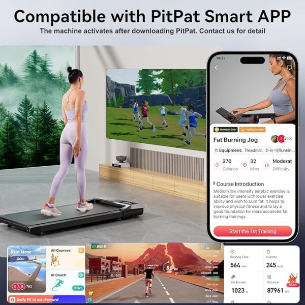SupeRun Walking Pad, Under Desk Treadmill, 3 in 1 Portable Treadmill with Remote Control LED Display, 2.5 HP Quiet Walking Jogging Machine for Office Home Use, 250 Lbs Capacity - Image 2