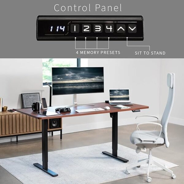 VIVO Electric 71 x 30 inch Standing Desk Workstation, Memory Controller Height Adjustment, 1B Series, Dark Walnut Top Black Frame, DESK-KIT-1B7D - Image 6