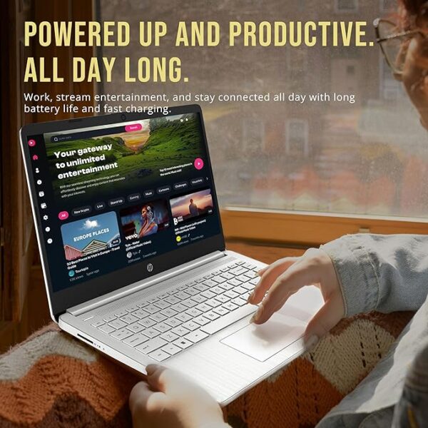 HP Stream 14" HD BrightView Laptop, Intel Celeron N4120, 16GB RAM, 288GB Storage (128GB eMMC + 160GB Docking Station Set), Intel UHD Graphics, 720p Webcam, Wi-Fi, 1 Year Office 365, Win 11 S, Silver - Image 6