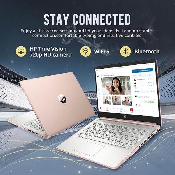HP Stream 14" HD BrightView Laptop, Intel Celeron N4120, 16GB RAM, 288GB Storage (128GB eMMC + 160GB Docking Station Set), Intel UHD Graphics, 720p Webcam, Wi-Fi, 1 Year Office 365, Win 11 S, Gold - Image 4